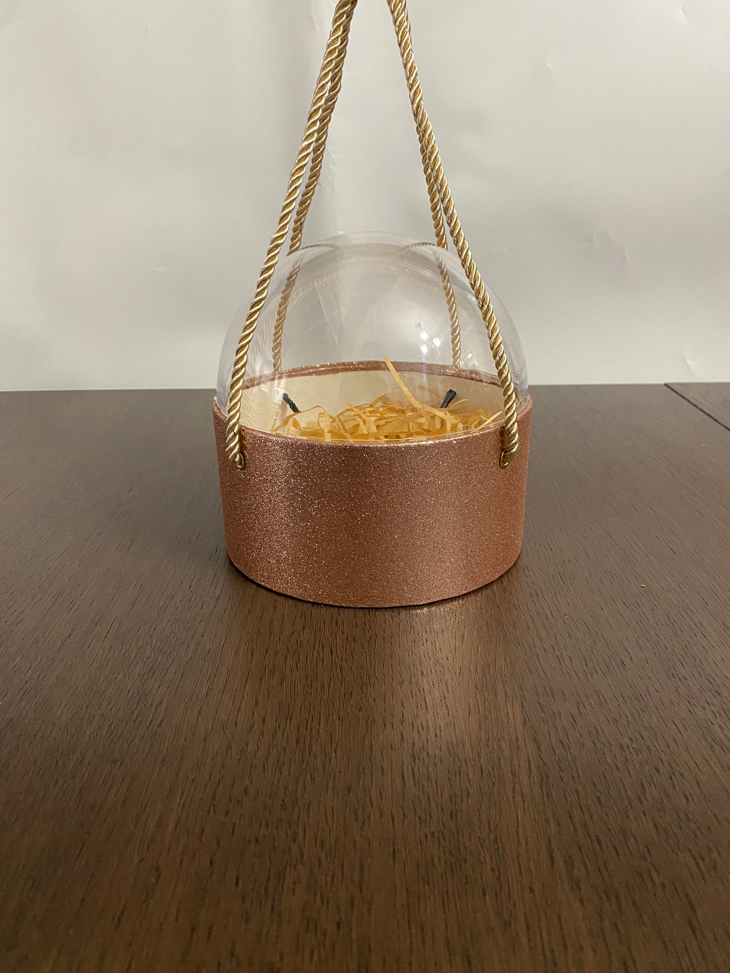 Rose Gold Glitter Acrylic Dome Flower Box